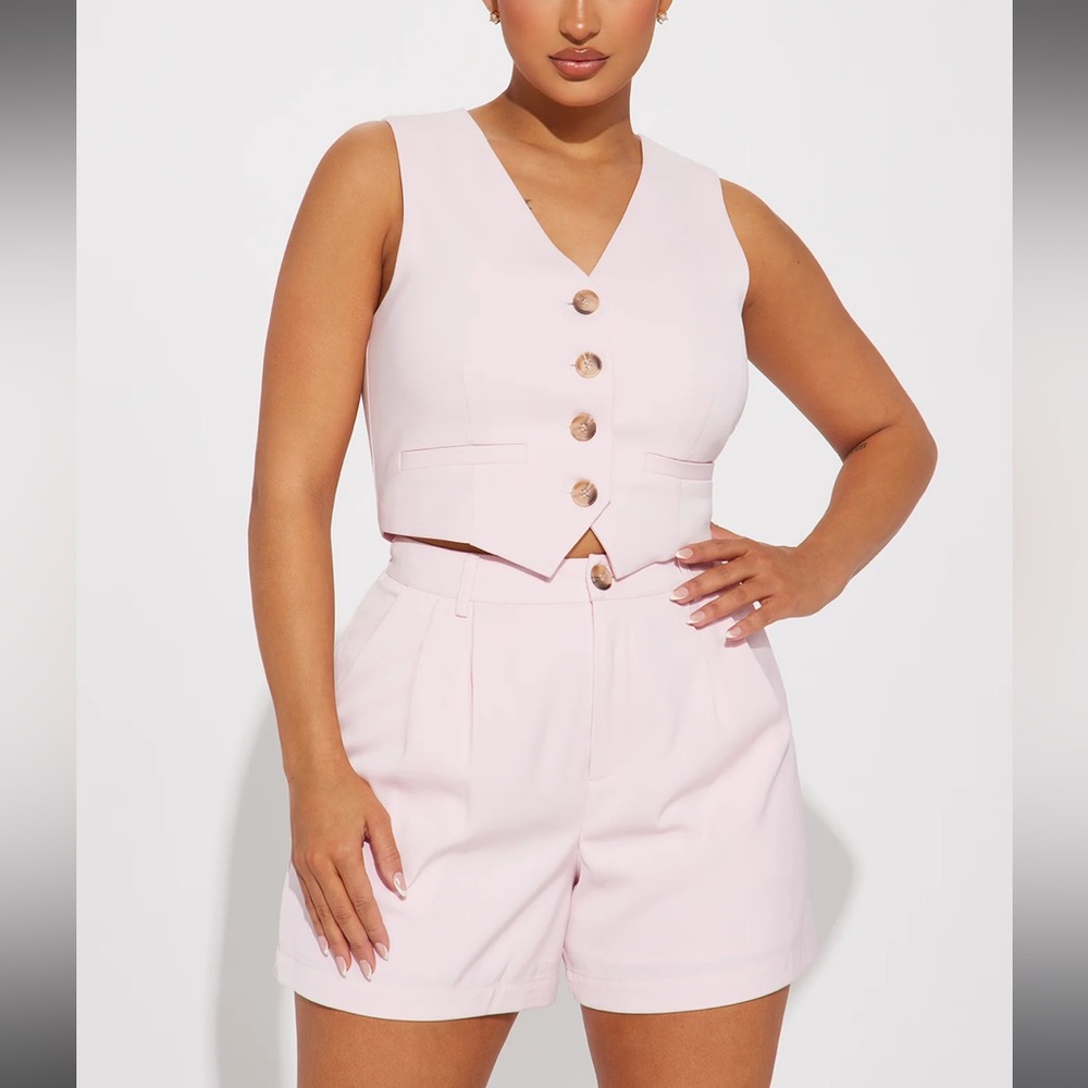 Business As Usual Vest Short Set pink